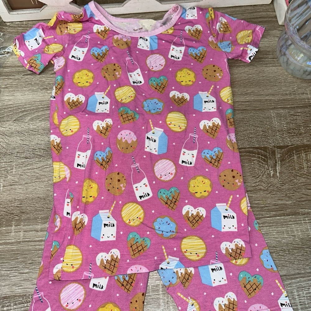 Little Sleepies Cookies & Milk 2pc Short Sleeve & Shorts Pj Set Size 9/10
